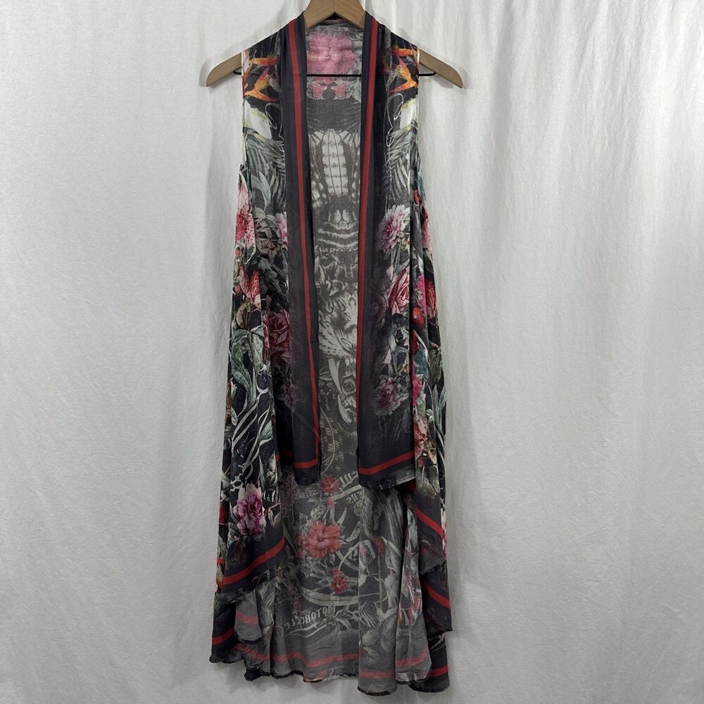 Rude Riders Tiger Dark Romantic Grunge Sleeveless Kimono Duster Vest Biker OS